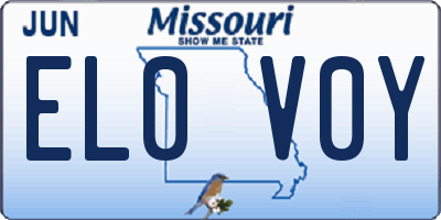 MO license plate EL0V0Y