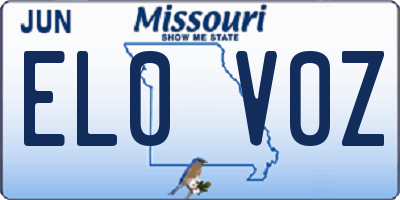 MO license plate EL0V0Z