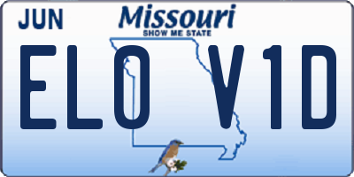 MO license plate EL0V1D