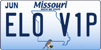 MO license plate EL0V1P