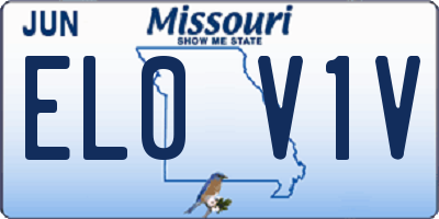 MO license plate EL0V1V