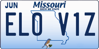 MO license plate EL0V1Z