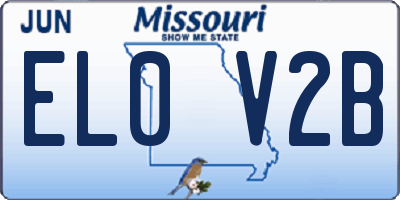 MO license plate EL0V2B
