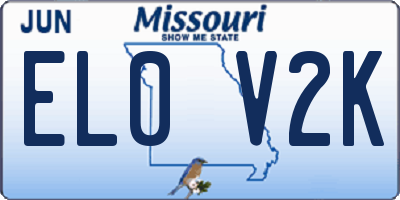 MO license plate EL0V2K
