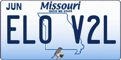 MO license plate EL0V2L