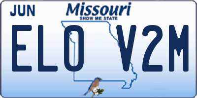 MO license plate EL0V2M