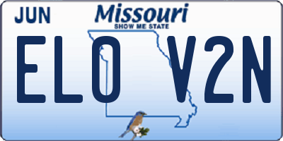 MO license plate EL0V2N