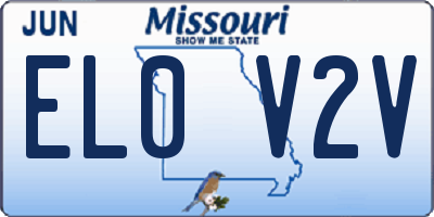 MO license plate EL0V2V