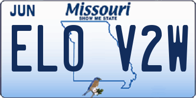 MO license plate EL0V2W