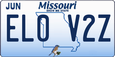 MO license plate EL0V2Z