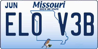 MO license plate EL0V3B