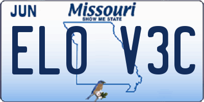 MO license plate EL0V3C