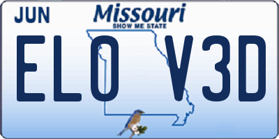MO license plate EL0V3D