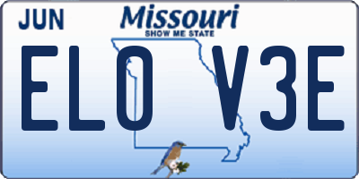 MO license plate EL0V3E