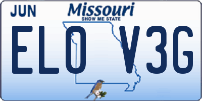 MO license plate EL0V3G