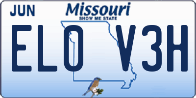 MO license plate EL0V3H