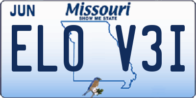 MO license plate EL0V3I