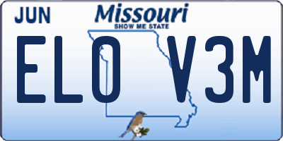 MO license plate EL0V3M