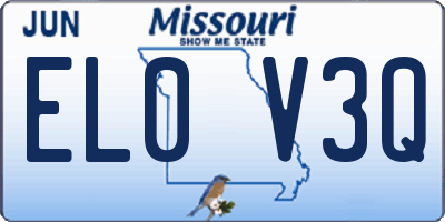 MO license plate EL0V3Q