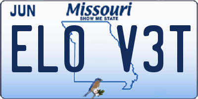 MO license plate EL0V3T