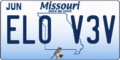 MO license plate EL0V3V