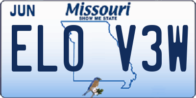 MO license plate EL0V3W