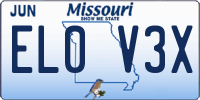 MO license plate EL0V3X
