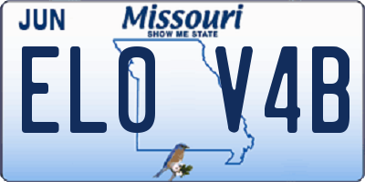 MO license plate EL0V4B