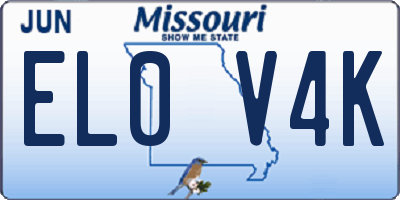 MO license plate EL0V4K