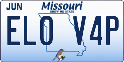 MO license plate EL0V4P