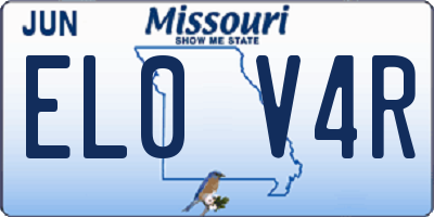 MO license plate EL0V4R