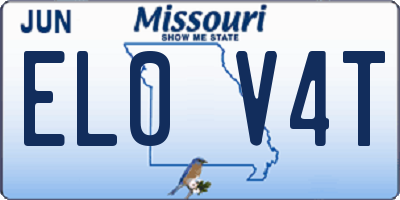 MO license plate EL0V4T