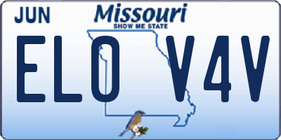 MO license plate EL0V4V