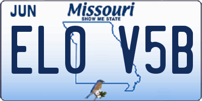 MO license plate EL0V5B