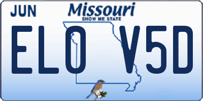 MO license plate EL0V5D