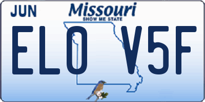 MO license plate EL0V5F