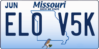 MO license plate EL0V5K