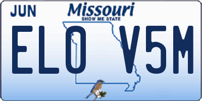 MO license plate EL0V5M