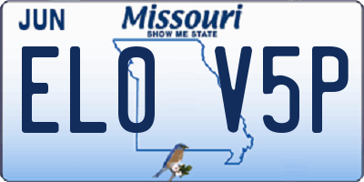 MO license plate EL0V5P
