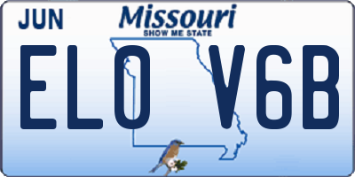 MO license plate EL0V6B