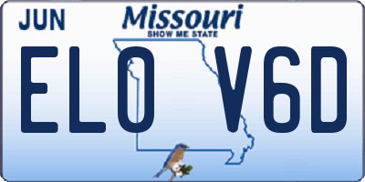 MO license plate EL0V6D