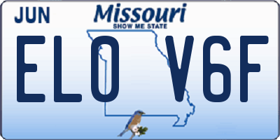 MO license plate EL0V6F