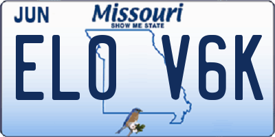 MO license plate EL0V6K