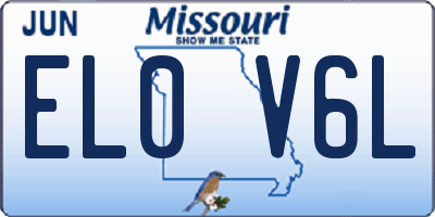 MO license plate EL0V6L