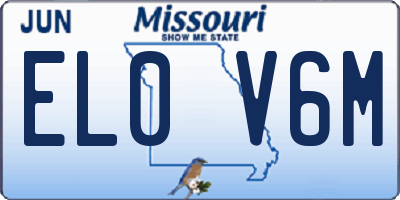 MO license plate EL0V6M