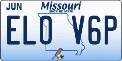 MO license plate EL0V6P