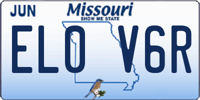 MO license plate EL0V6R