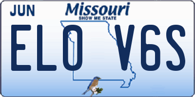 MO license plate EL0V6S