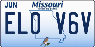 MO license plate EL0V6V