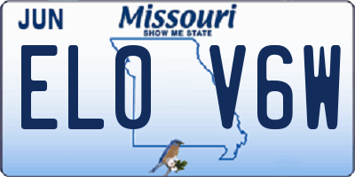 MO license plate EL0V6W